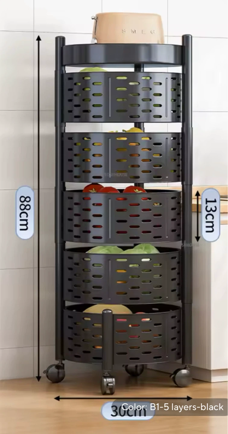 5-Tier Rotating Fruit Basket - Black - photo 4