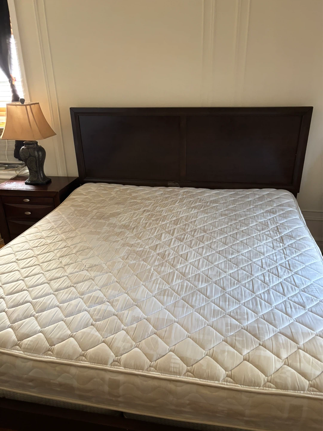 Dark Wood King Bed Frame with Headboard - photo 2