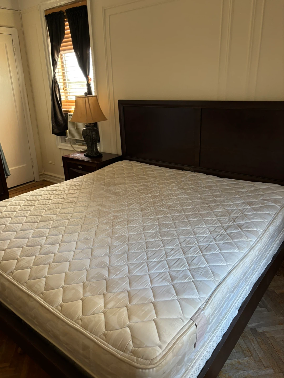 Dark Wood King Bed Frame with Headboard