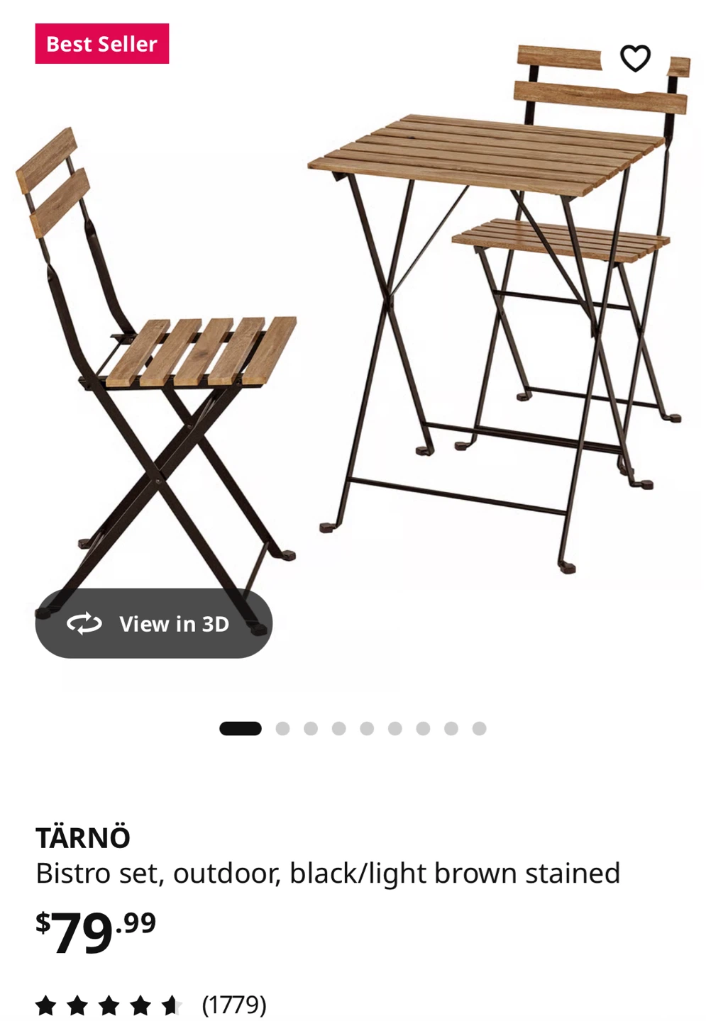 Ikea TÄRNÖ bistro set (1 table + 2 chairs)