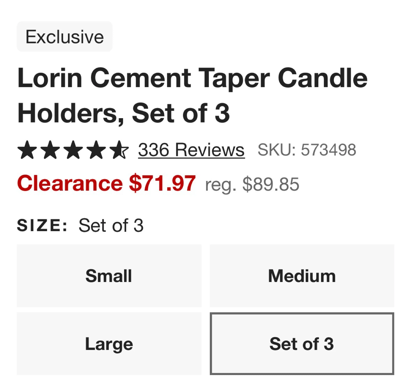 3 Crate and Barrel Lorin Cement Taper Candle Holders - Set of 3 - photo 2
