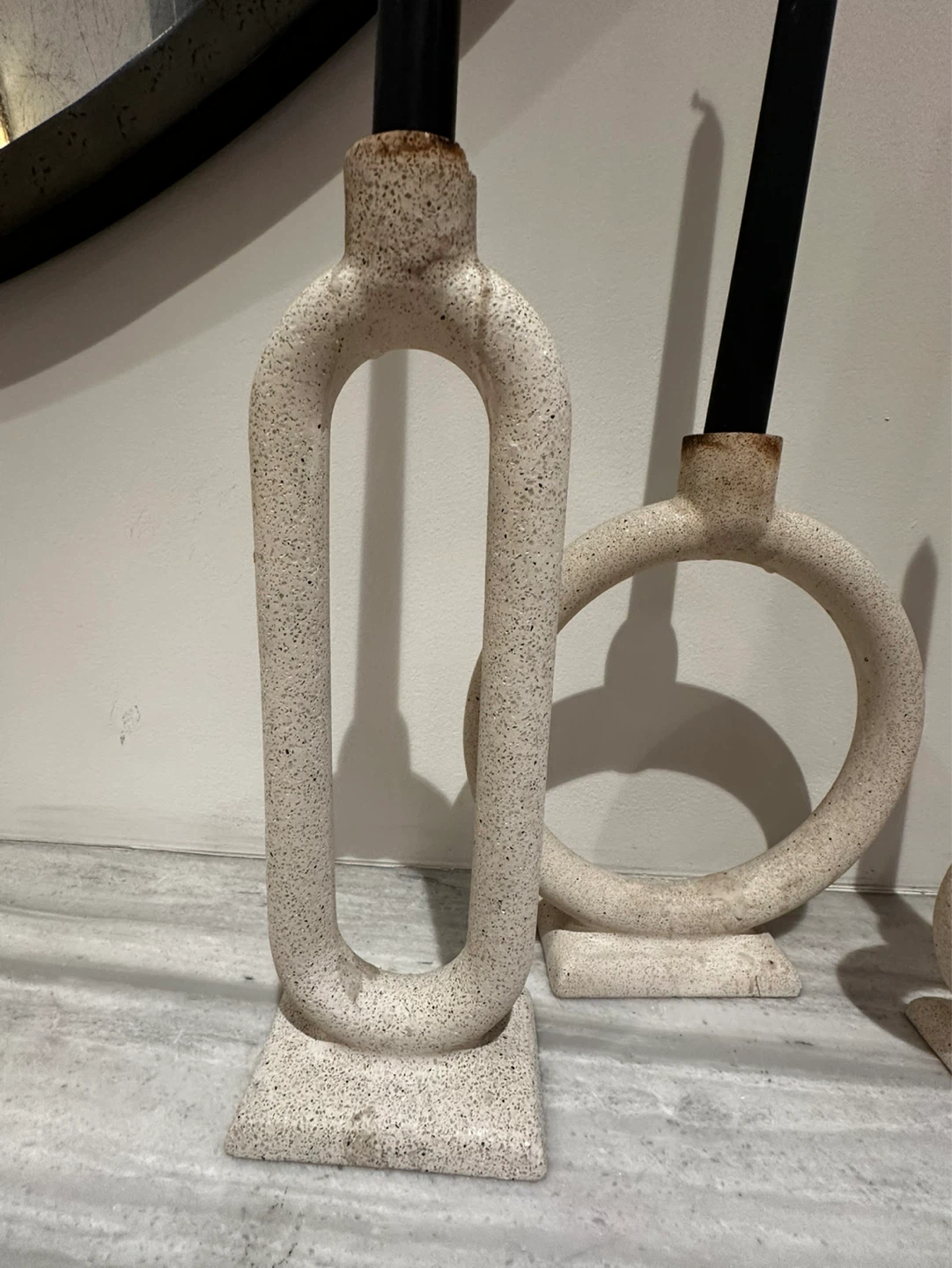 3 Crate and Barrel Lorin Cement Taper Candle Holders - Set of 3 - photo 4