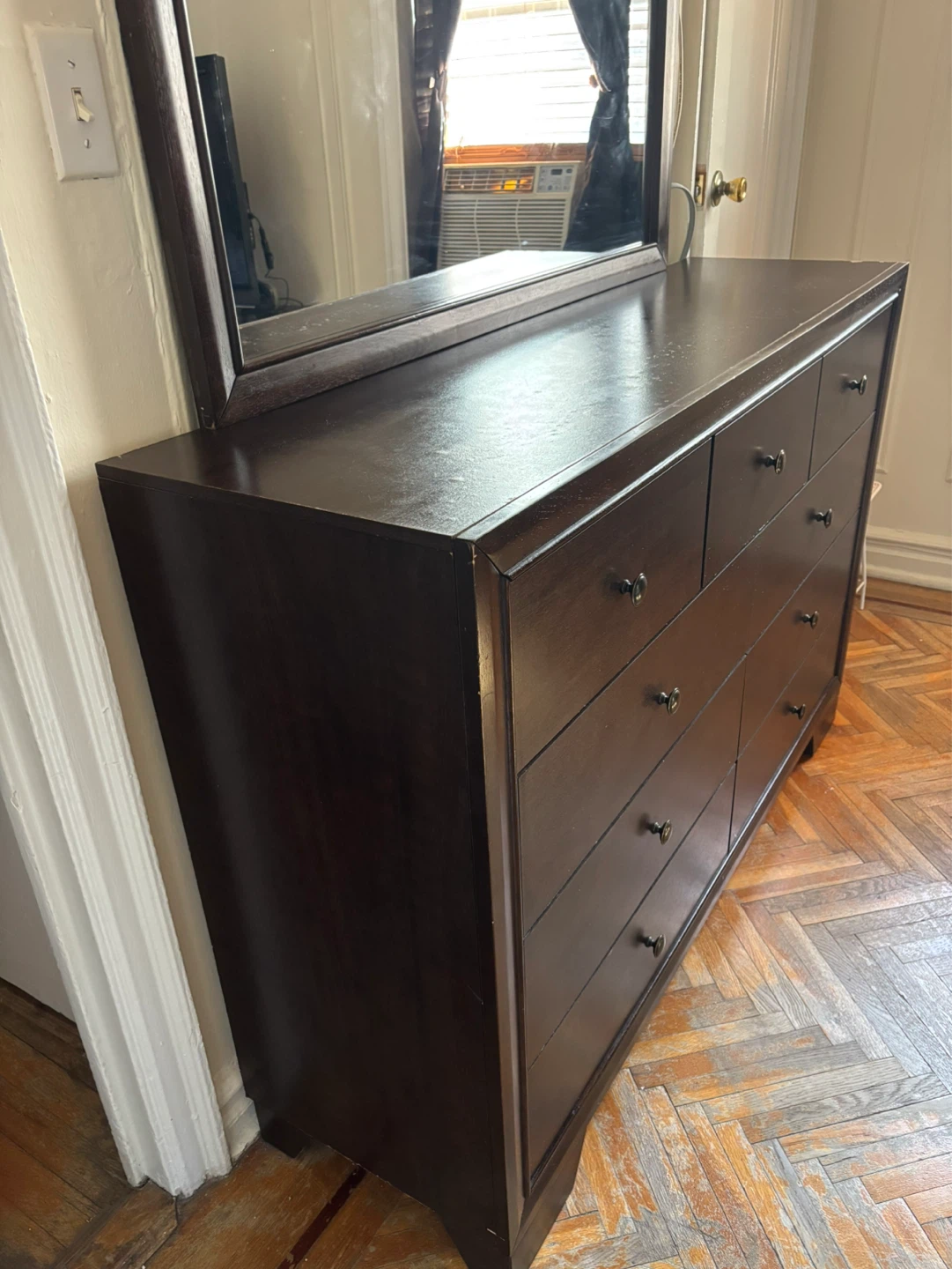 Dark Wood Dresser with Mirror