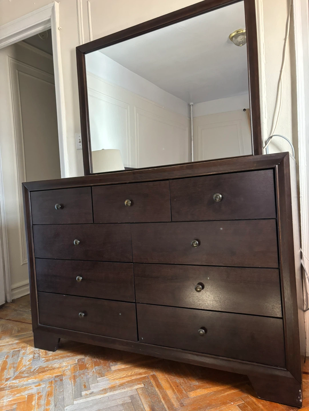 Dark Wood Dresser with Mirror - photo 2