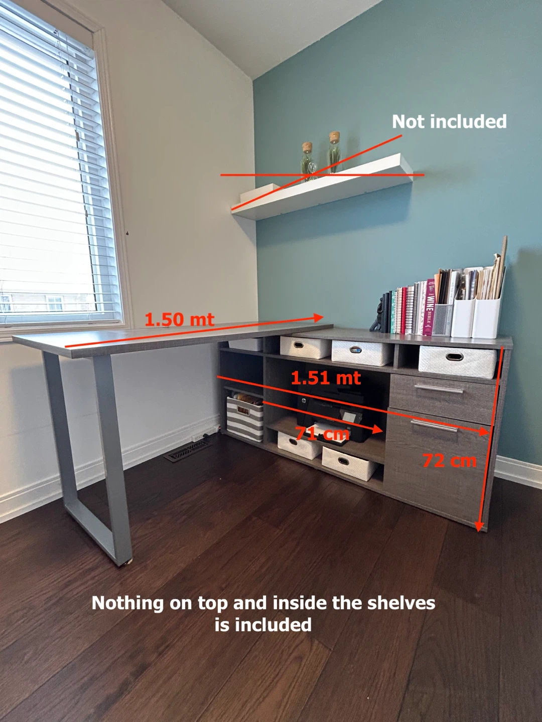 L-Shaped Desk with Storage - Grey Oak Finish - photo 2