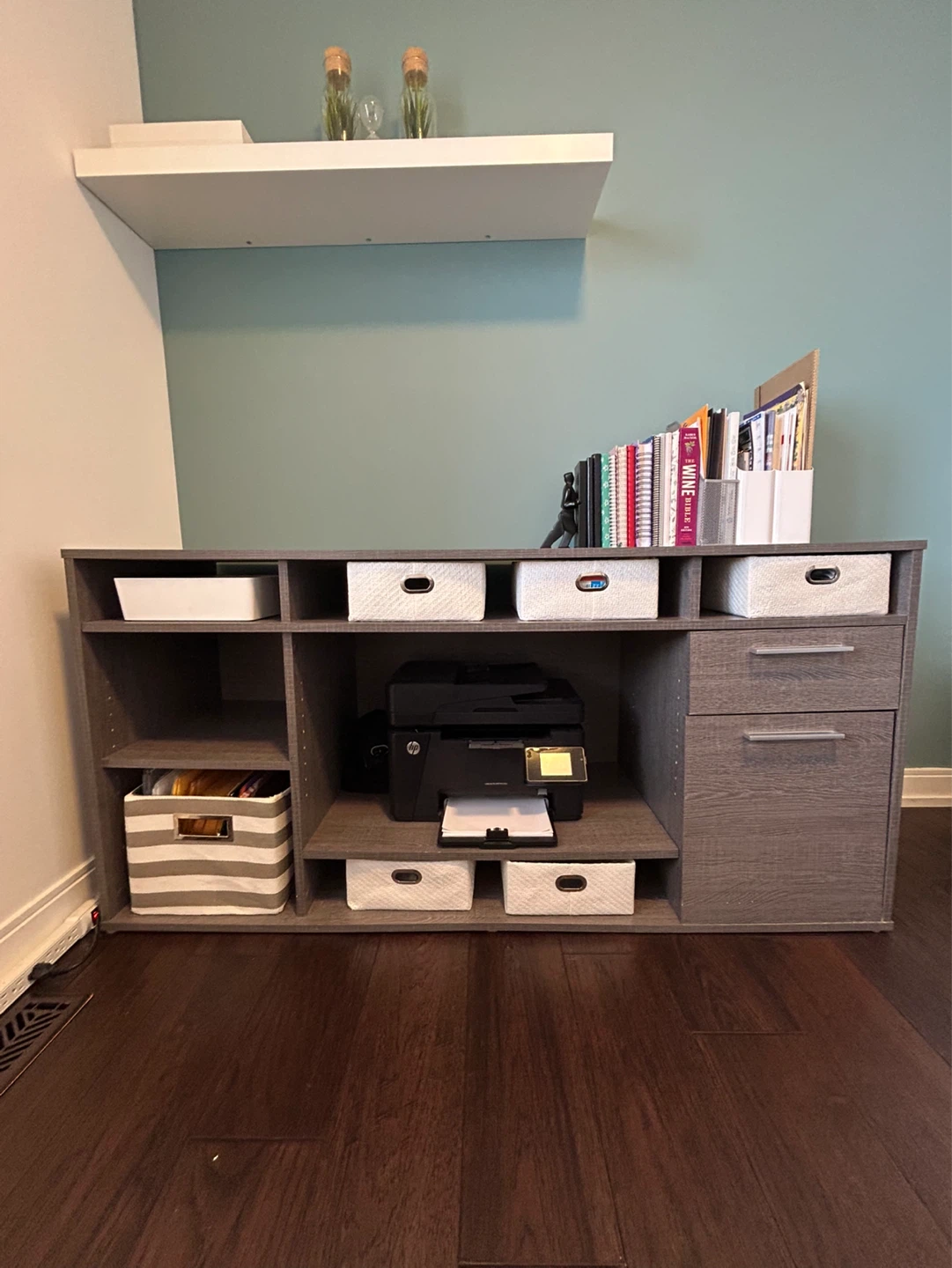 L-Shaped Desk with Storage - Grey Oak Finish - photo 4