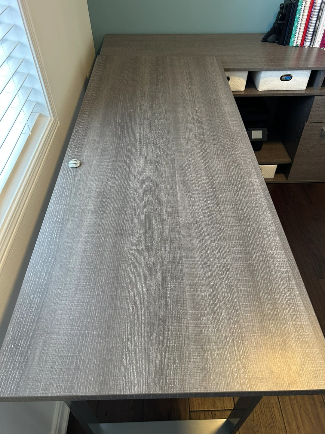 L-Shaped Desk with Storage - Grey Oak Finish - photo 5
