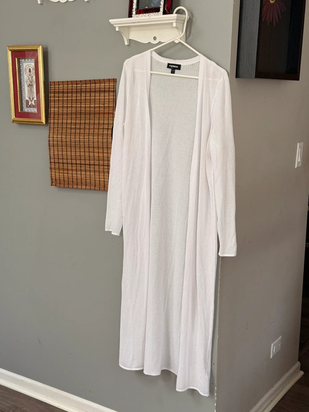 Express White Long Cardigan Sweater XL