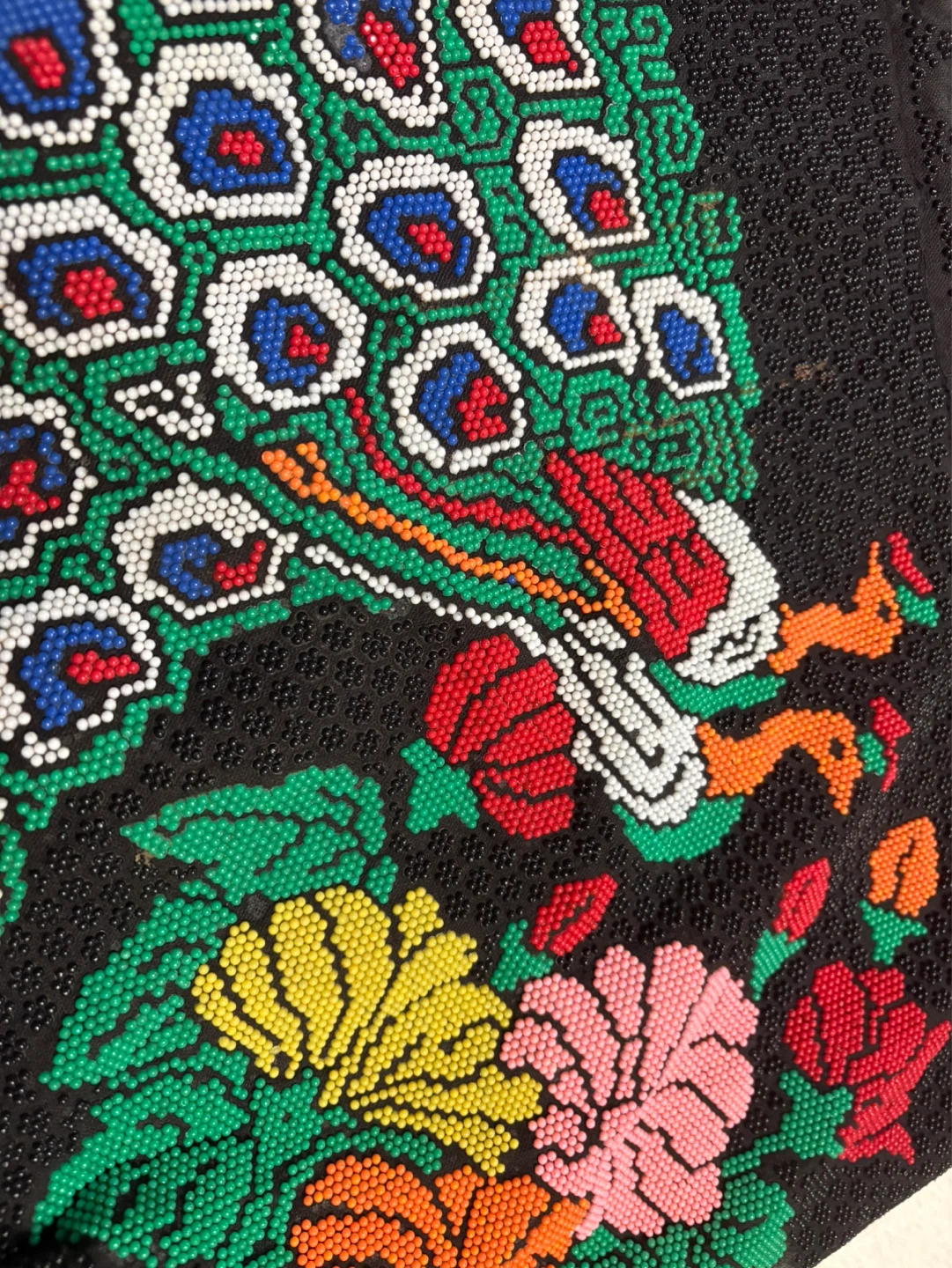 Vintage Beaded Handbag with Peacock and Floral Design - photo 2
