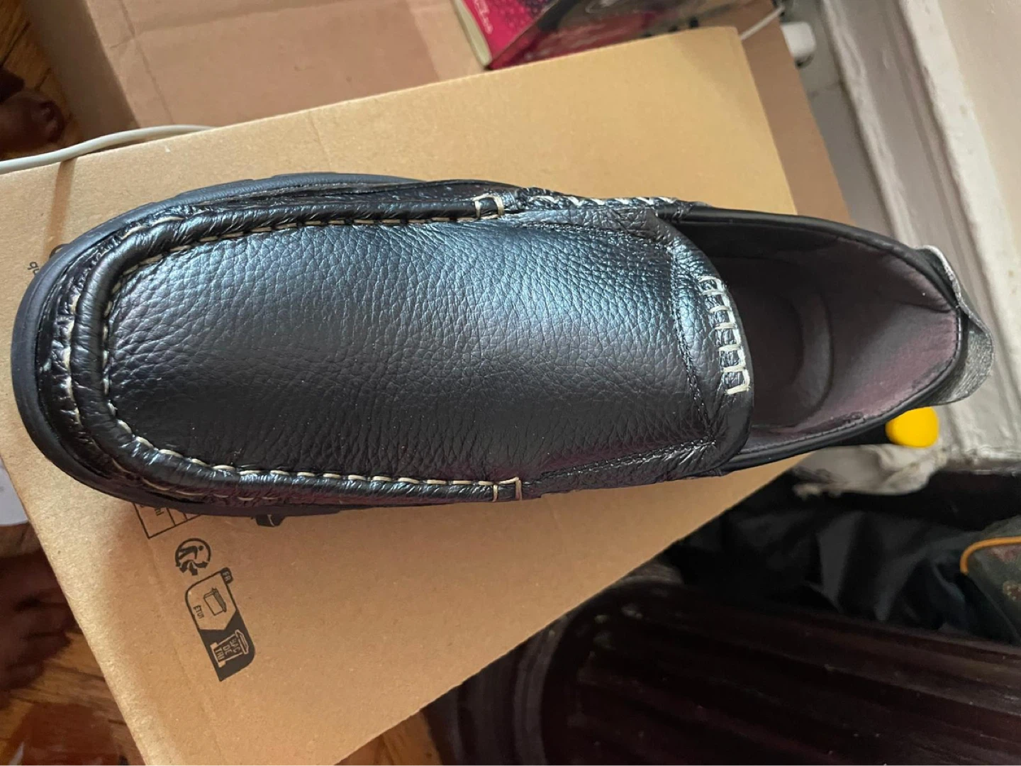 Black Leather Slip-On Loafer Shoes - photo 2