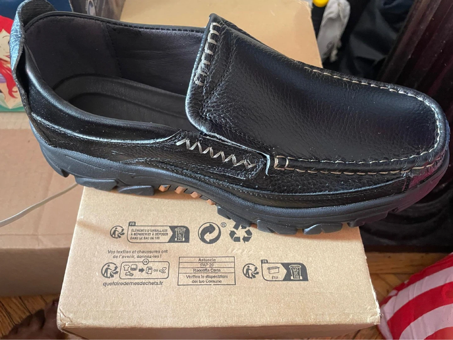 Black Leather Slip-On Loafer Shoes - photo 3