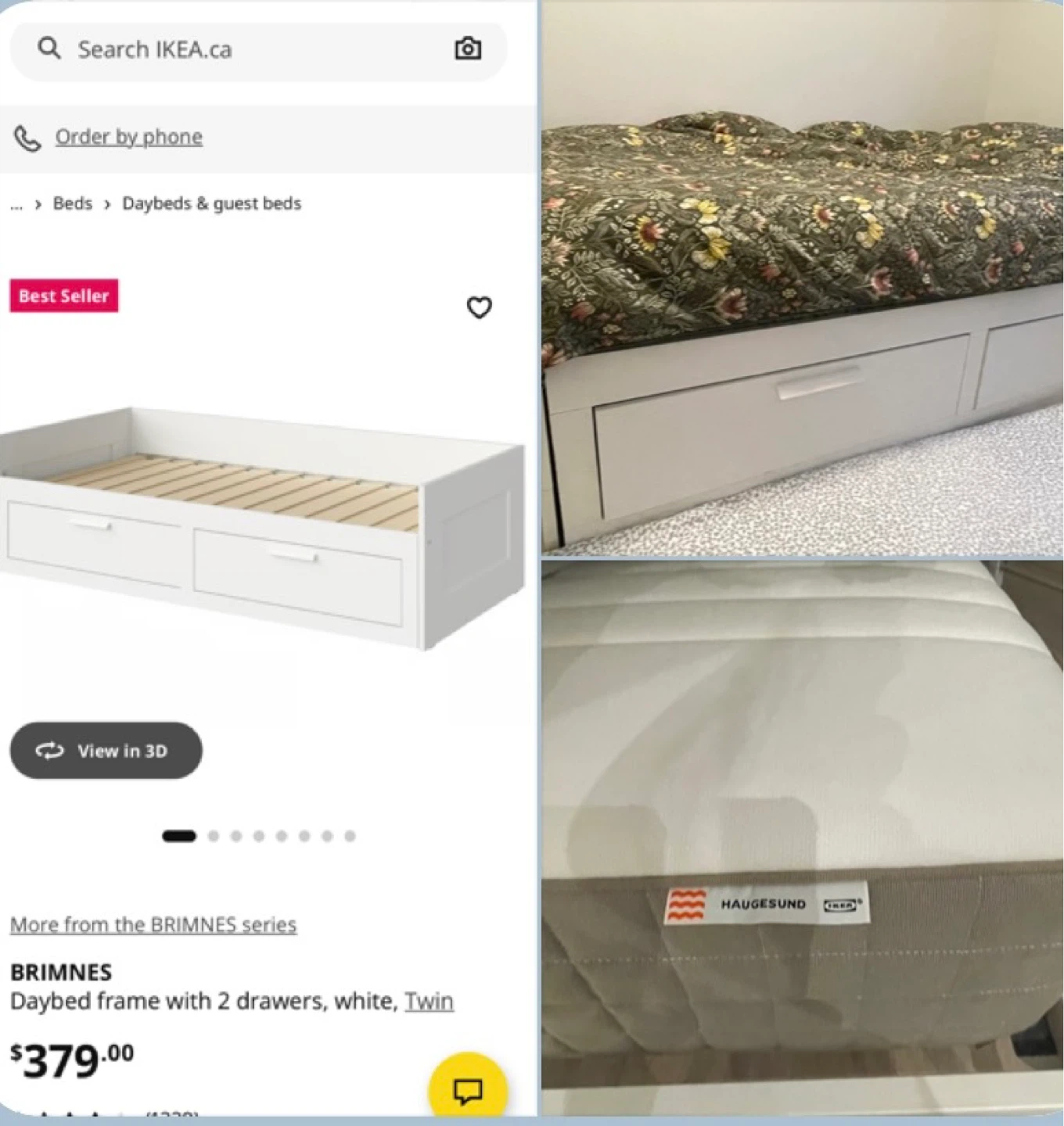 IKEA single bed frame and mattress