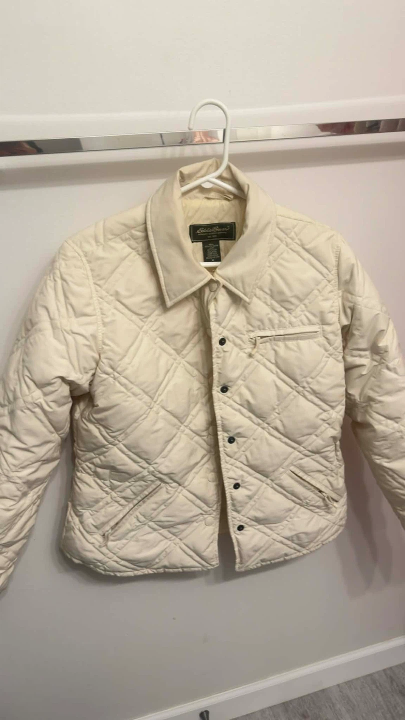 Eddie Bauer Quilted Down Jacket Cream Size M - photo 3