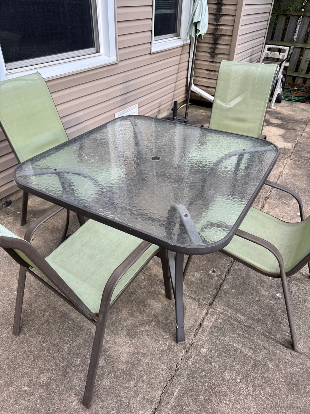 Square Glass Top Patio Dining Set with 4 Chairs - photo 2