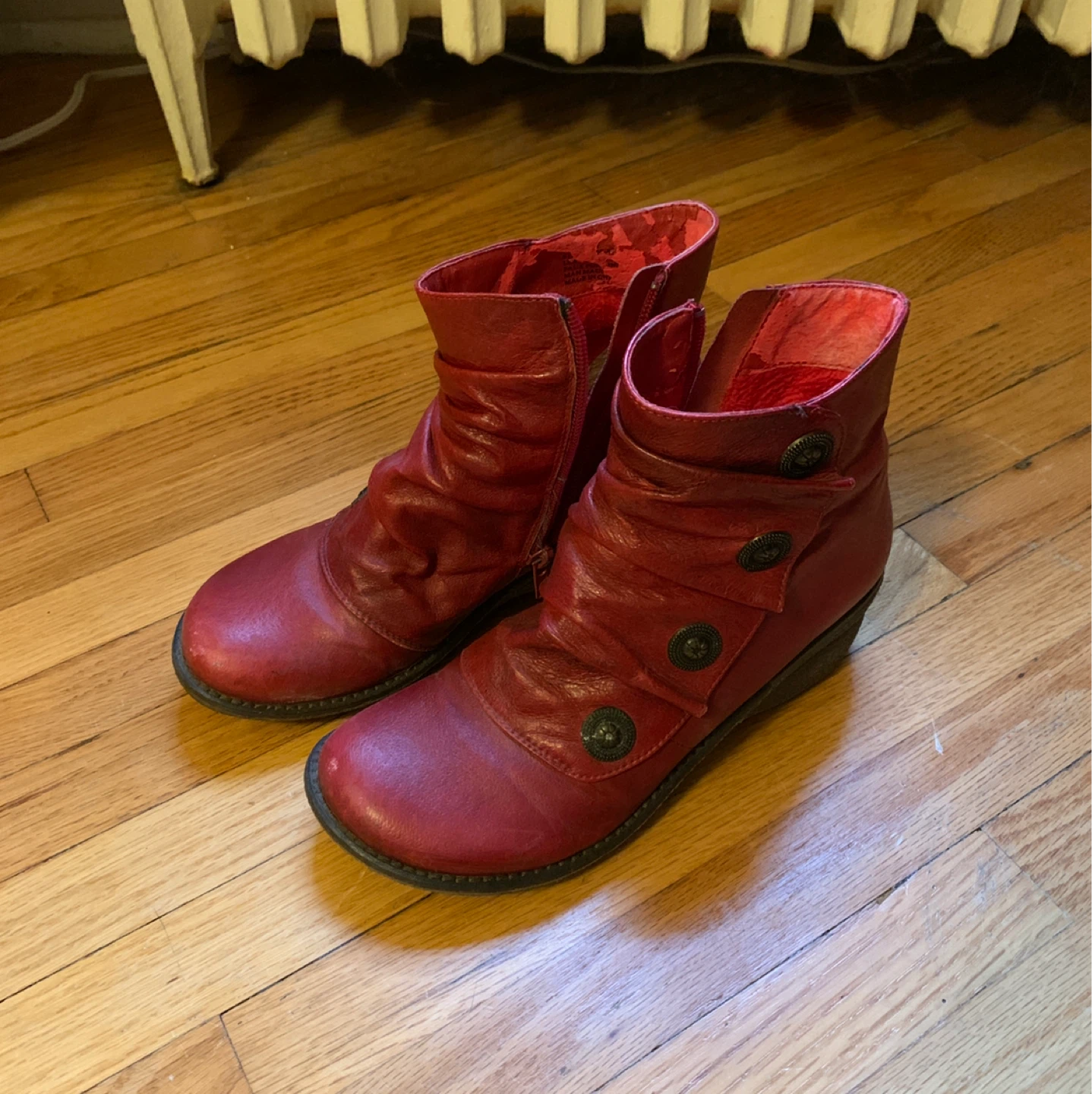 Miz Mooz Red Leather Ankle Boots