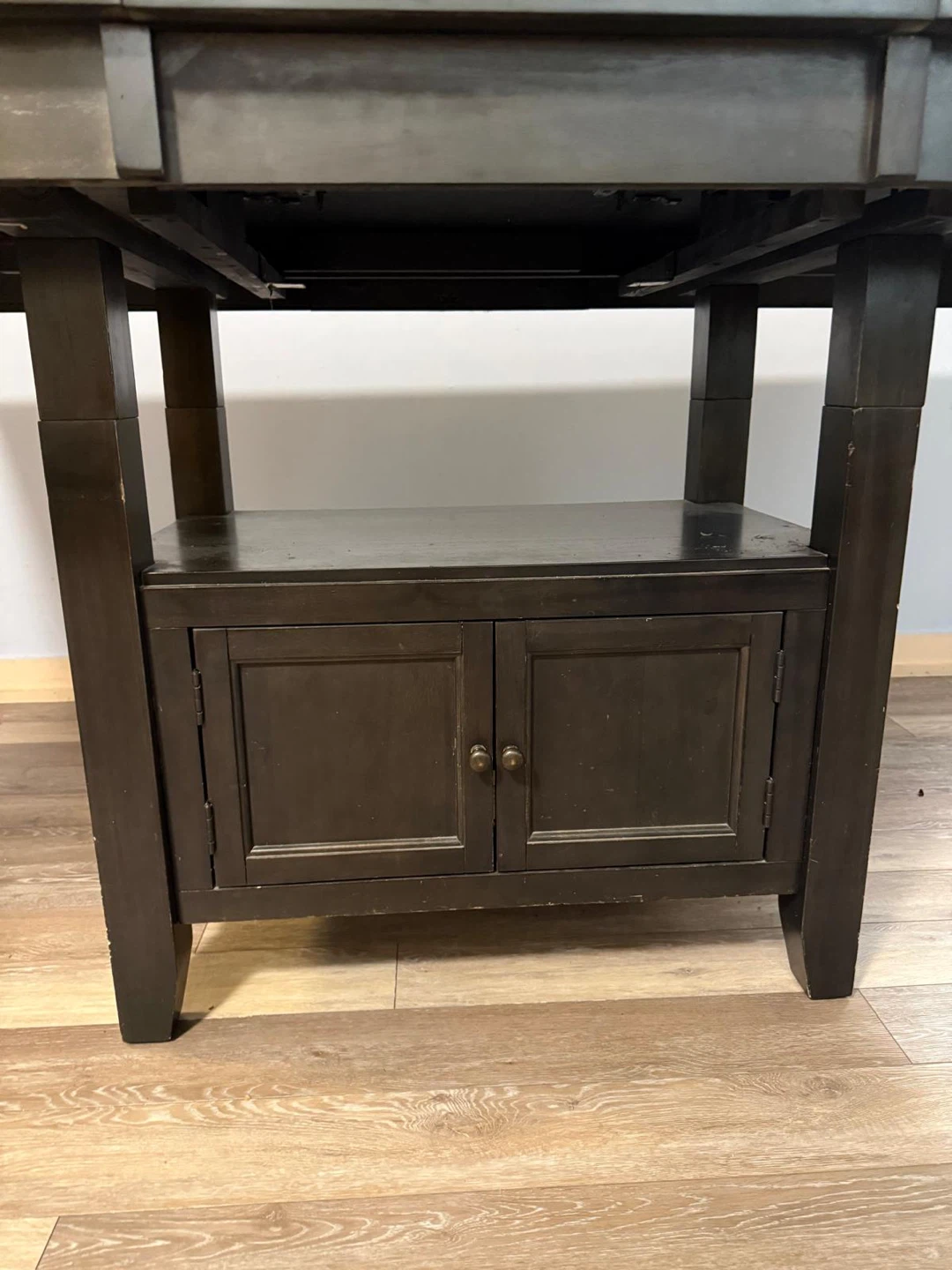 Expandable Dark Wood Dining Table with Storage Cabinet - photo 5