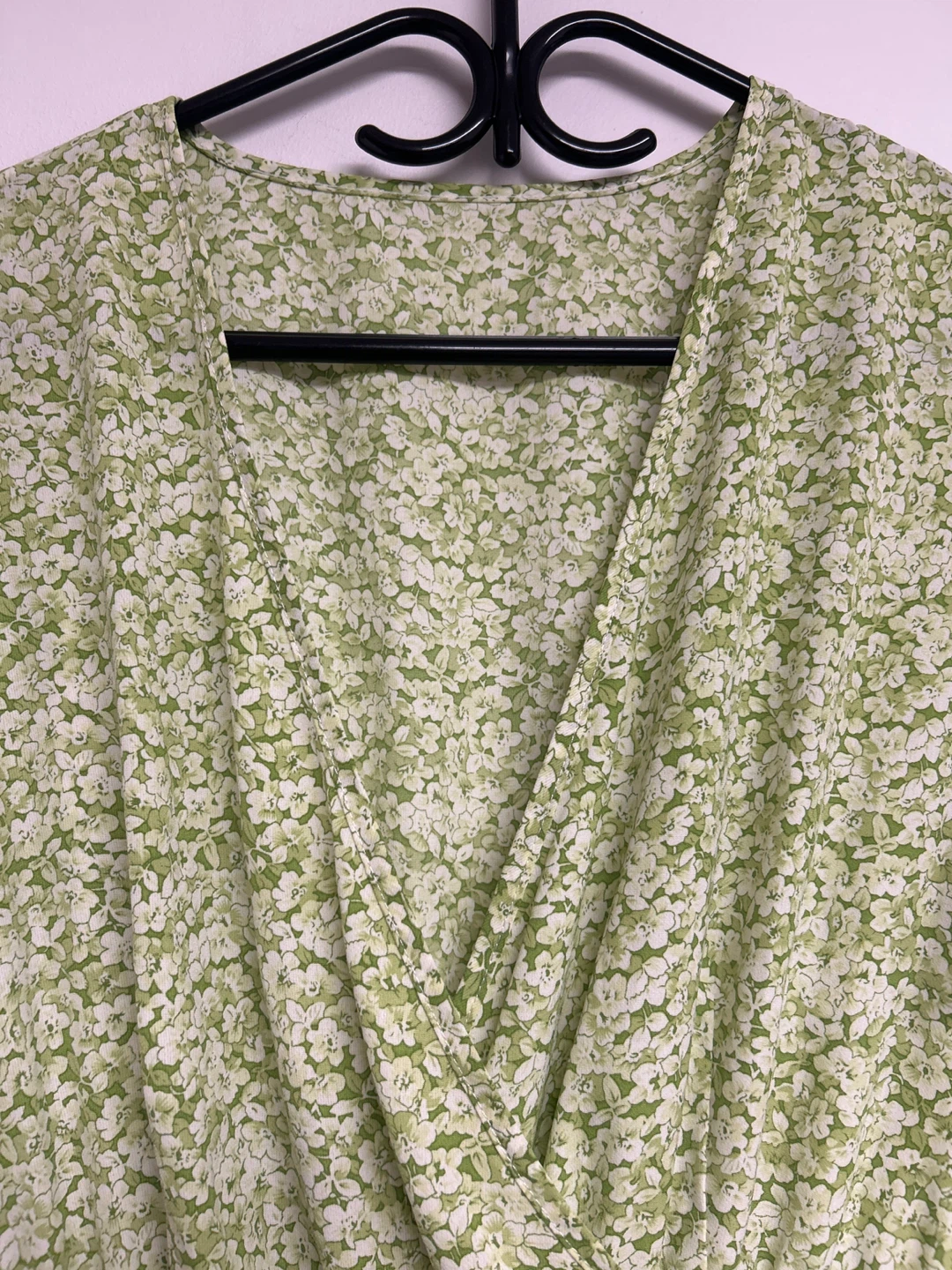 Light Green Floral Wrap Dress - photo 2