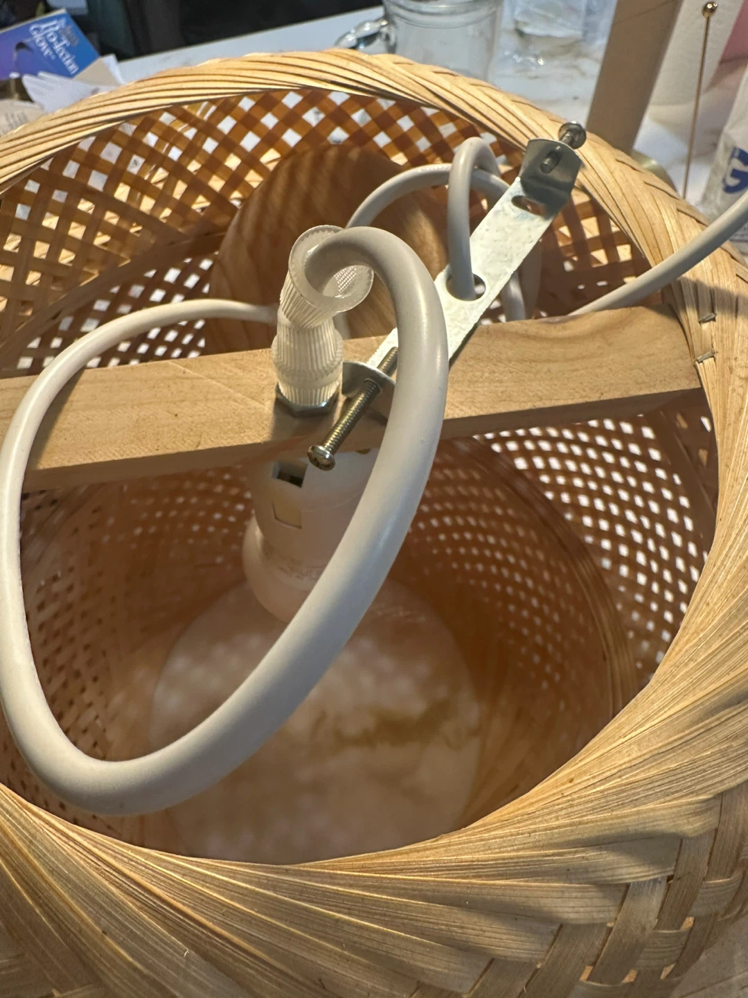 Woven Bamboo Pendant Light Fixture - photo 5
