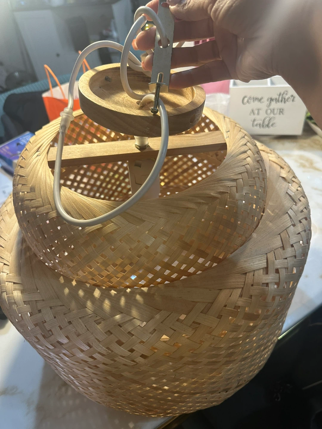 Woven Bamboo Pendant Light Fixture - photo 2