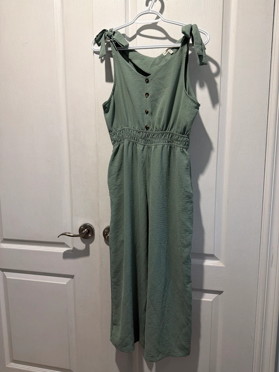 Sage Green Jumpsuit with Tie Straps