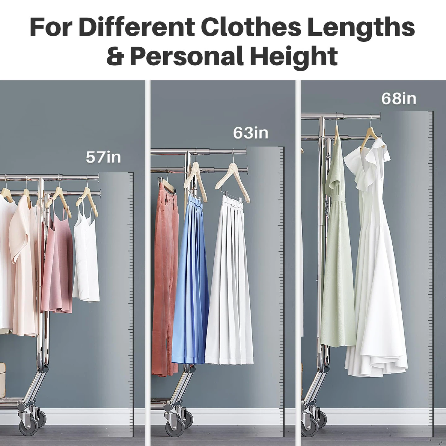 HOKEEPER Double Rod Garment Rack with Wheels - photo 4