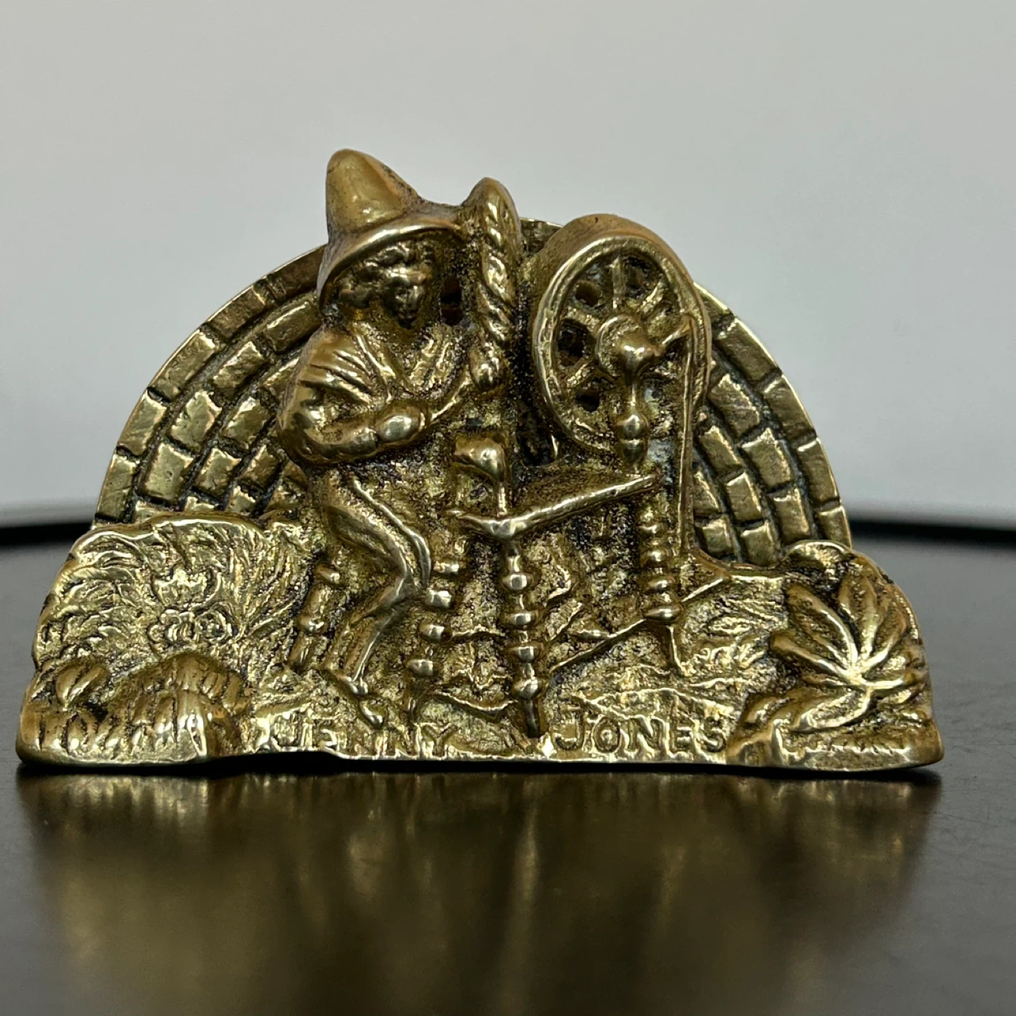 Vintage Brass Jenny Jones Spinning Wheel Letter Holder