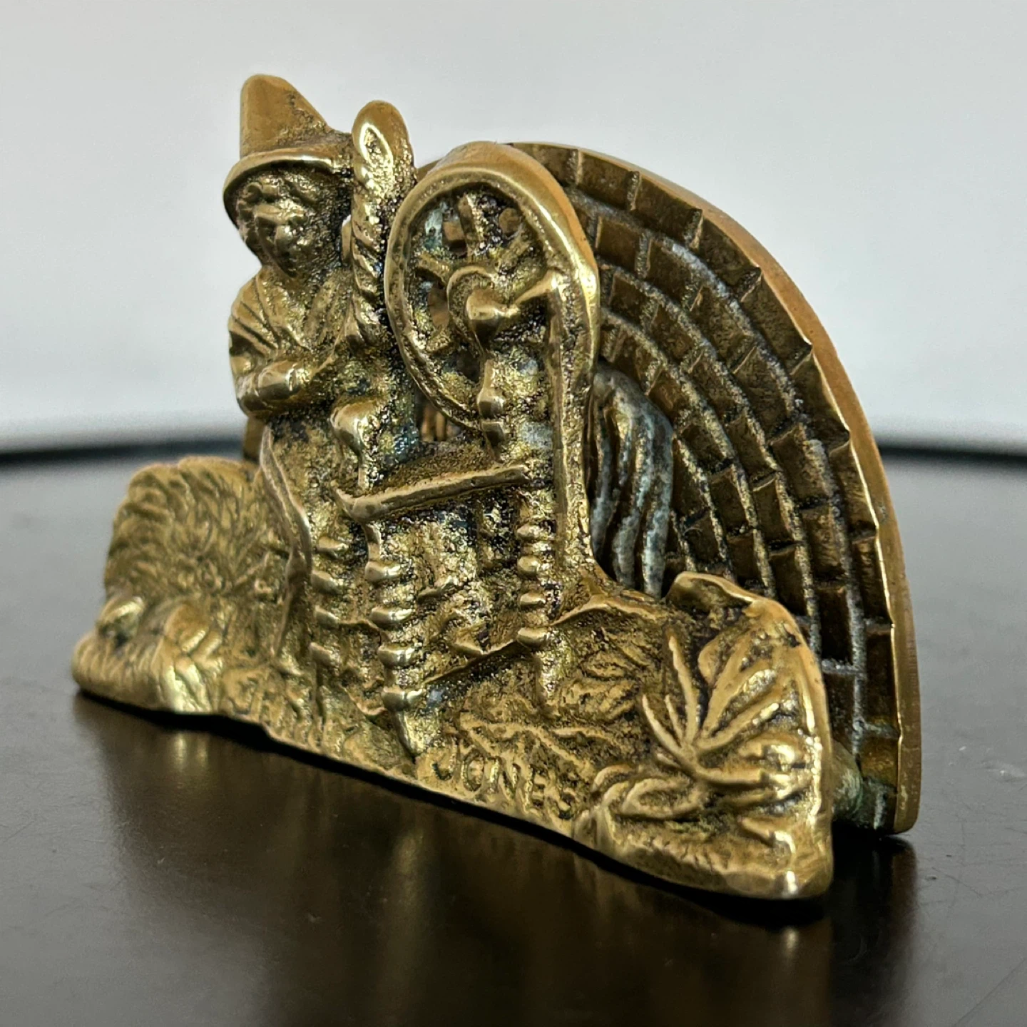 Vintage Brass Jenny Jones Spinning Wheel Letter Holder - photo 4