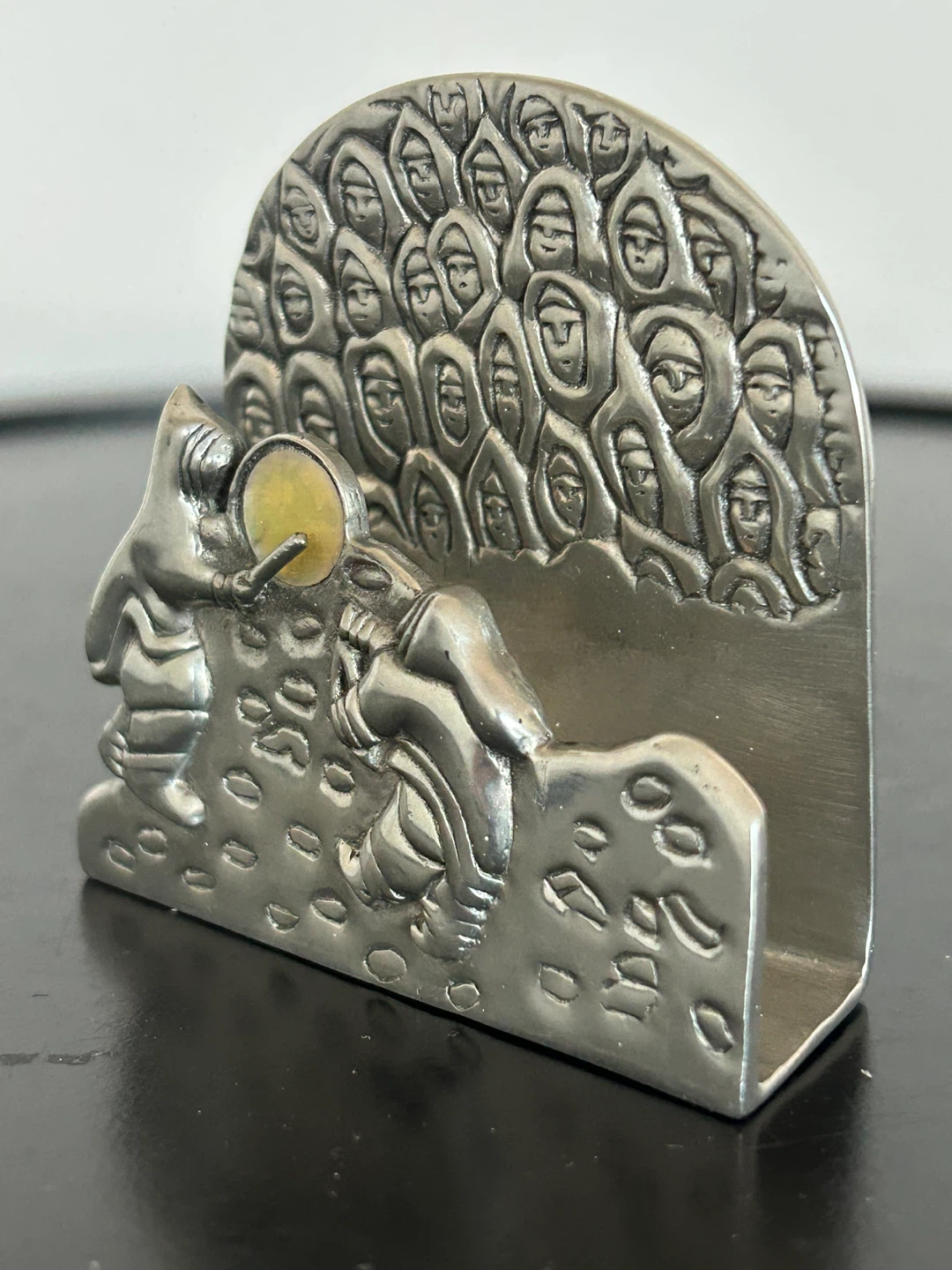 Vintage Inuit Drum Dance Pewter Napkin Holder - Canadian Art - photo 3