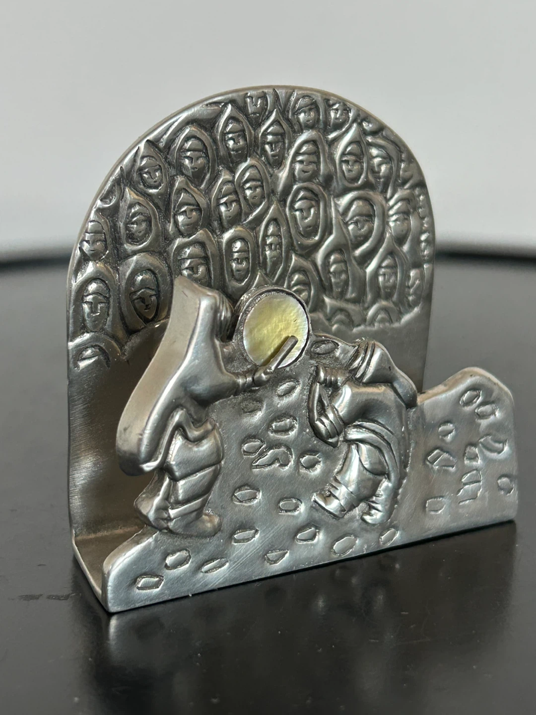 Vintage Inuit Drum Dance Pewter Napkin Holder - Canadian Art - photo 5