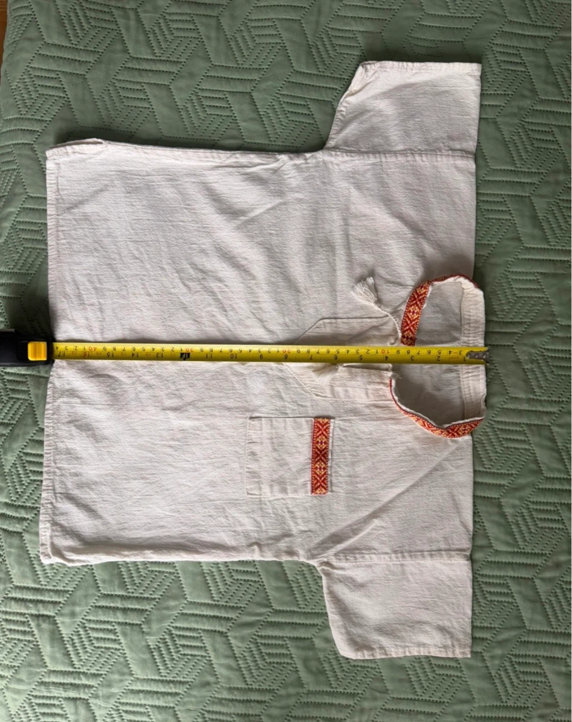 White Tunic with Red & Yellow Embroidery