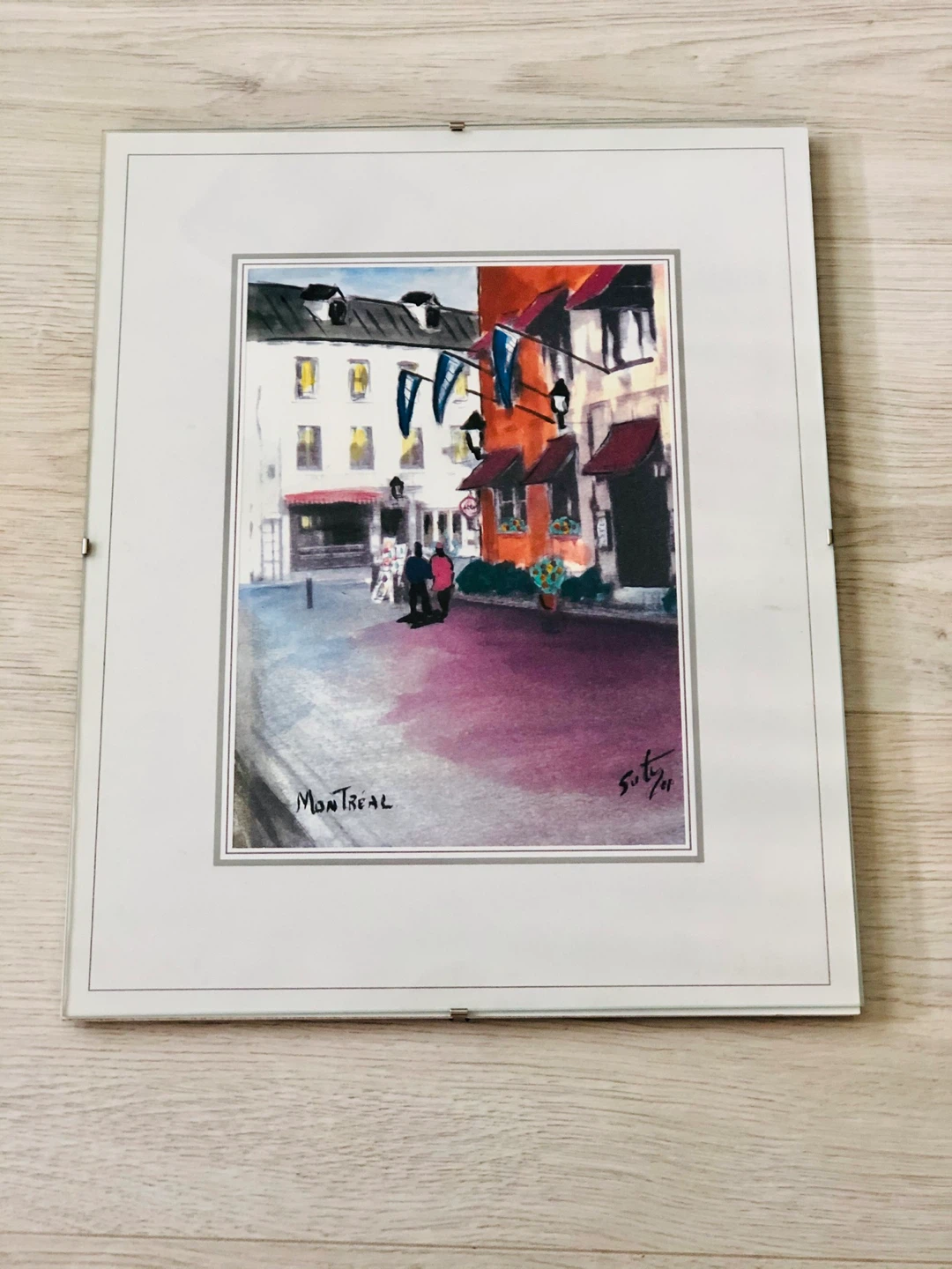 Montreal Watercolour Painting in Glass Top Matted Frame