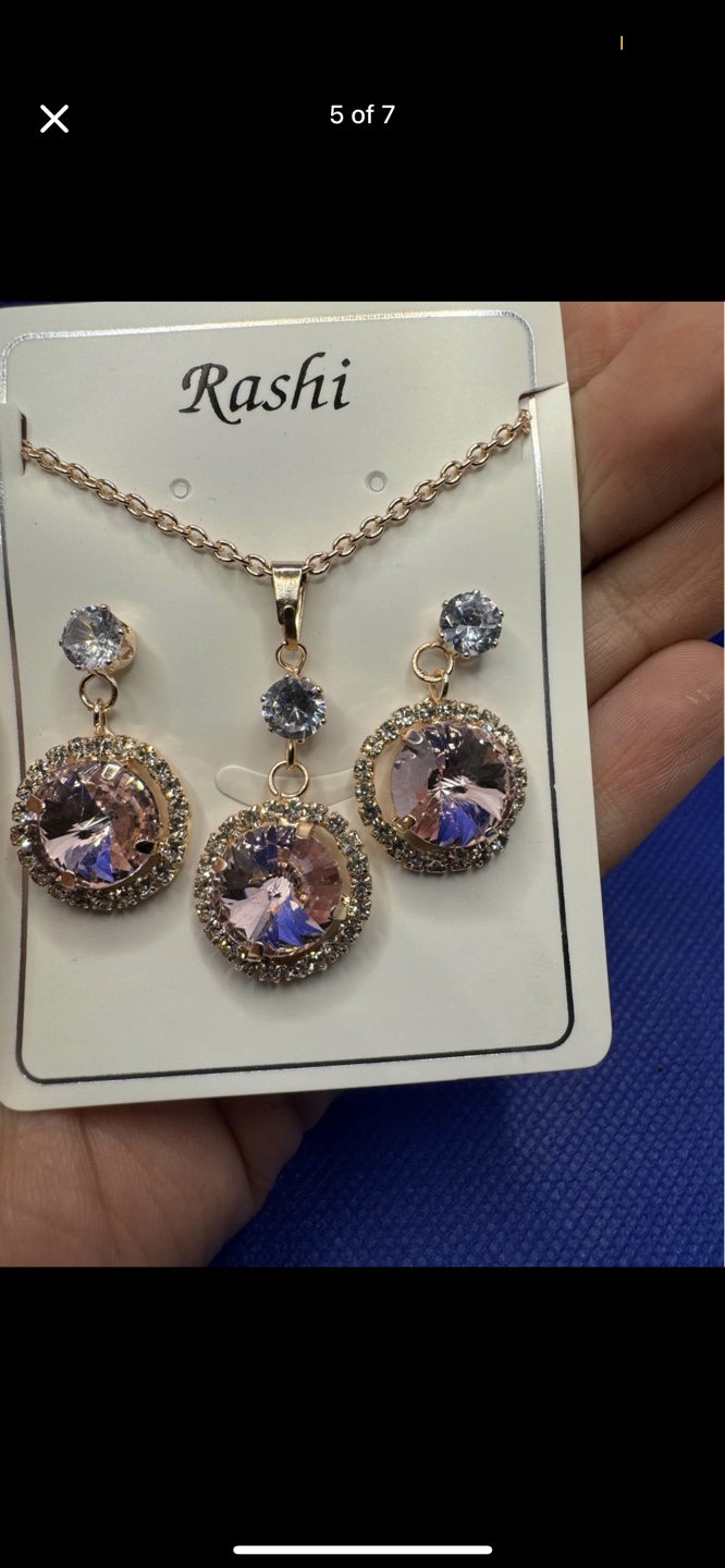 Rashi Rose Gold Tone Crystal Necklace and Earrings Set