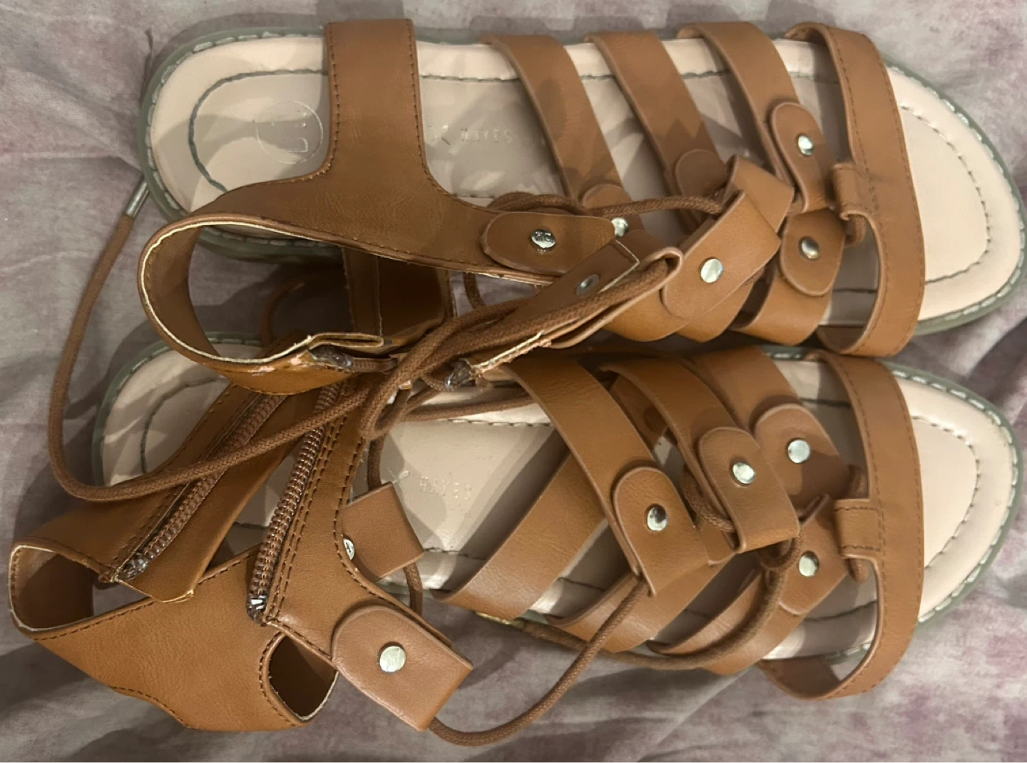 Brown Faux Leather Gladiator Sandals