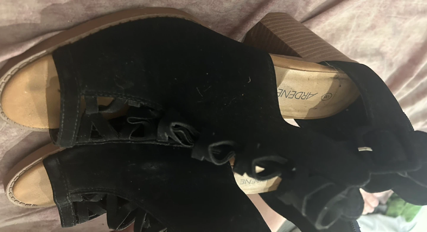 Black Suede Heeled Sandals Size 8 - photo 2