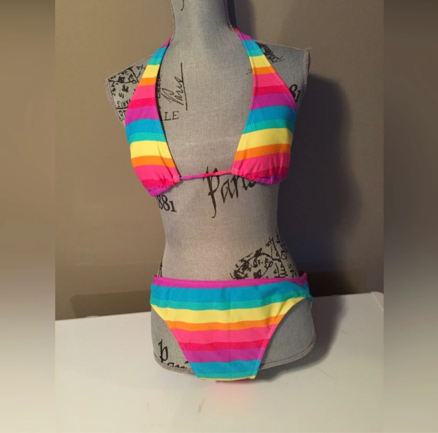 Rainbow bikini halter style swimsuit and matching shorts - photo 2