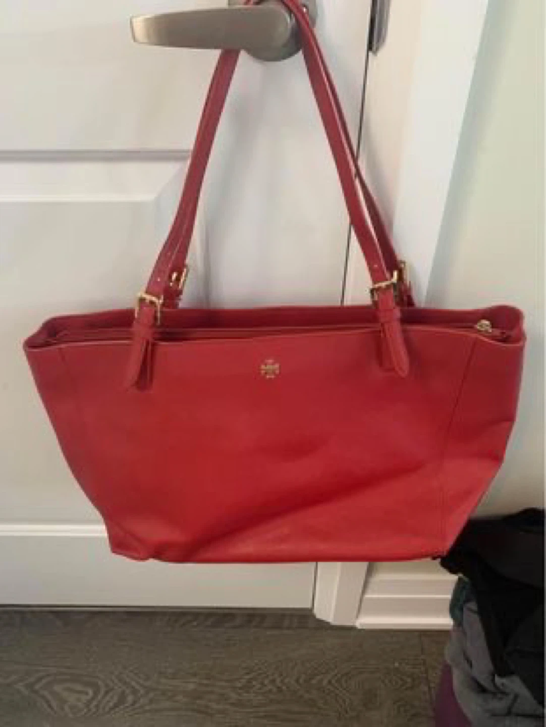 Tory Burch Red Leather Tote Bag