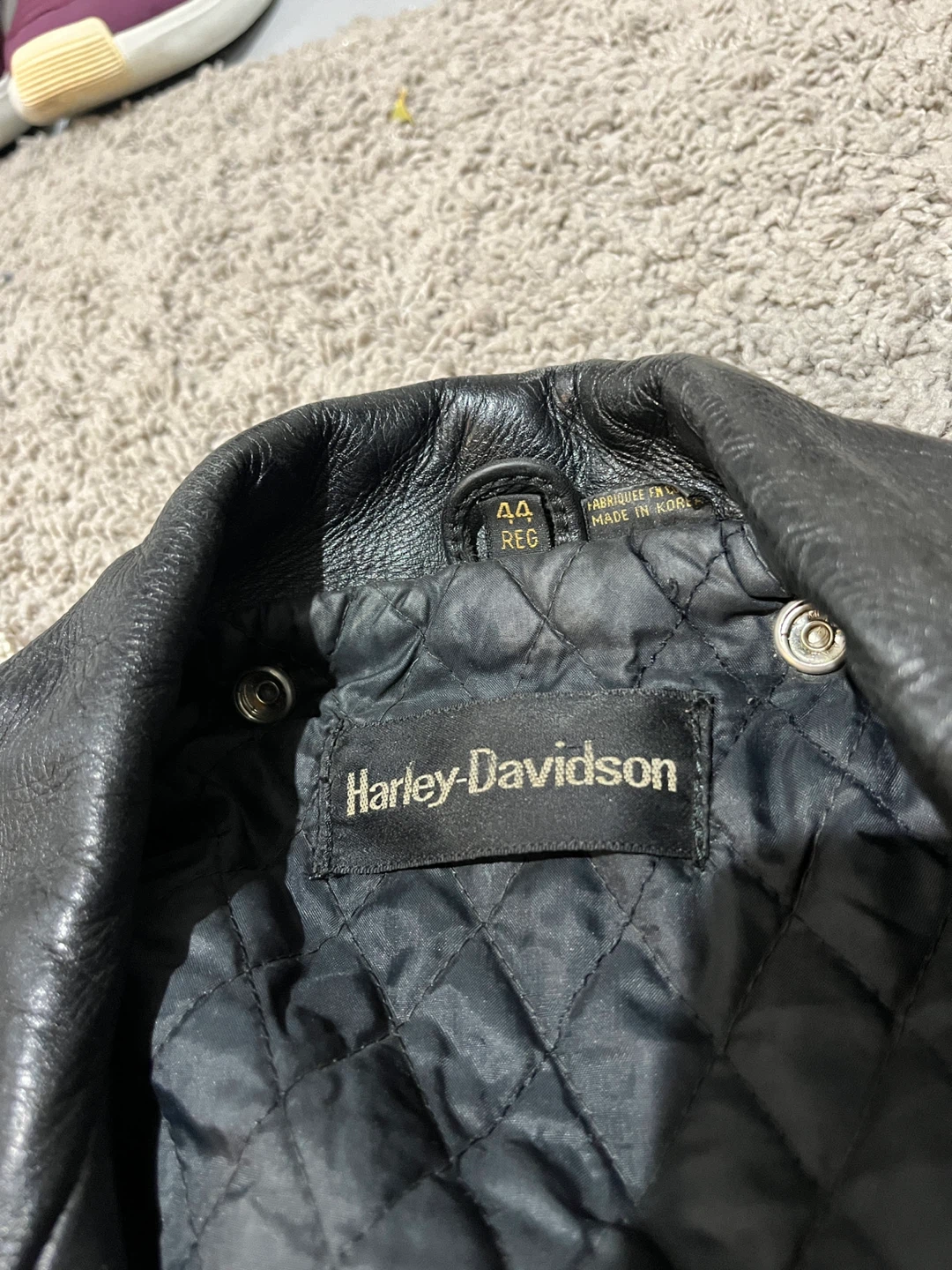 Harley-Davidson Black Leather Motorcycle Jacket Size 44 REG - photo 2