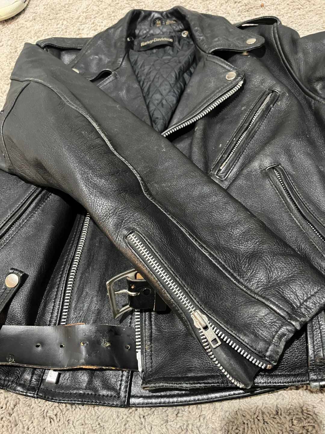 Harley-Davidson Black Leather Motorcycle Jacket Size 44 REG - photo 3