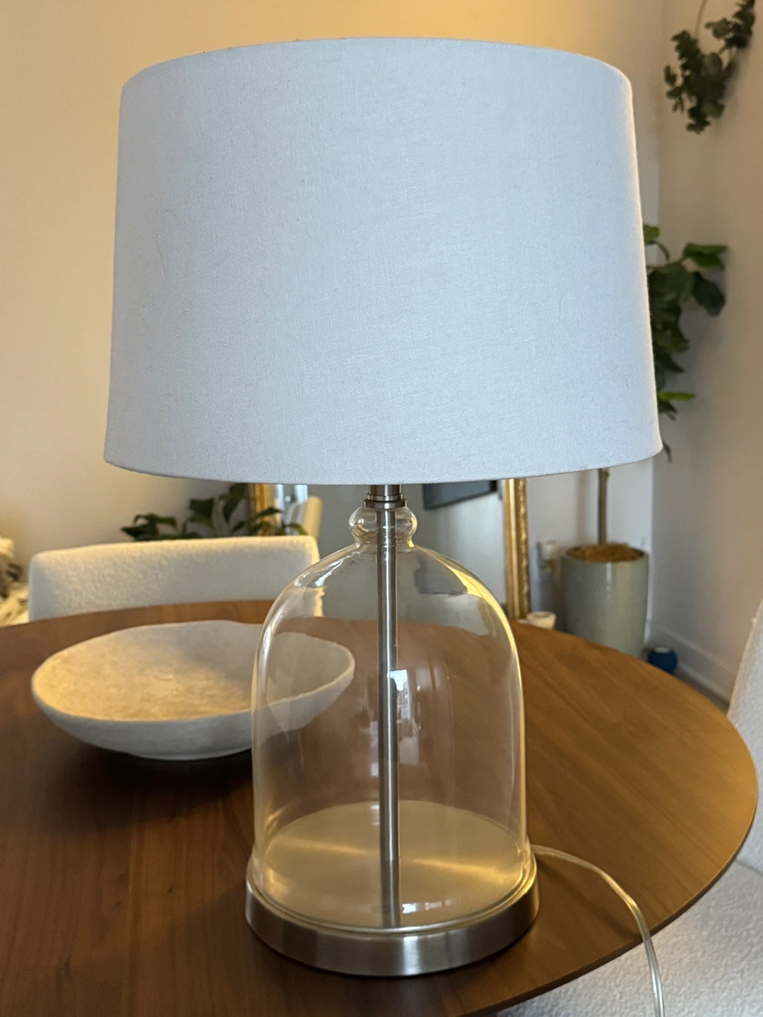 Glass Dome Table Lamp with Drum Shade - photo 3