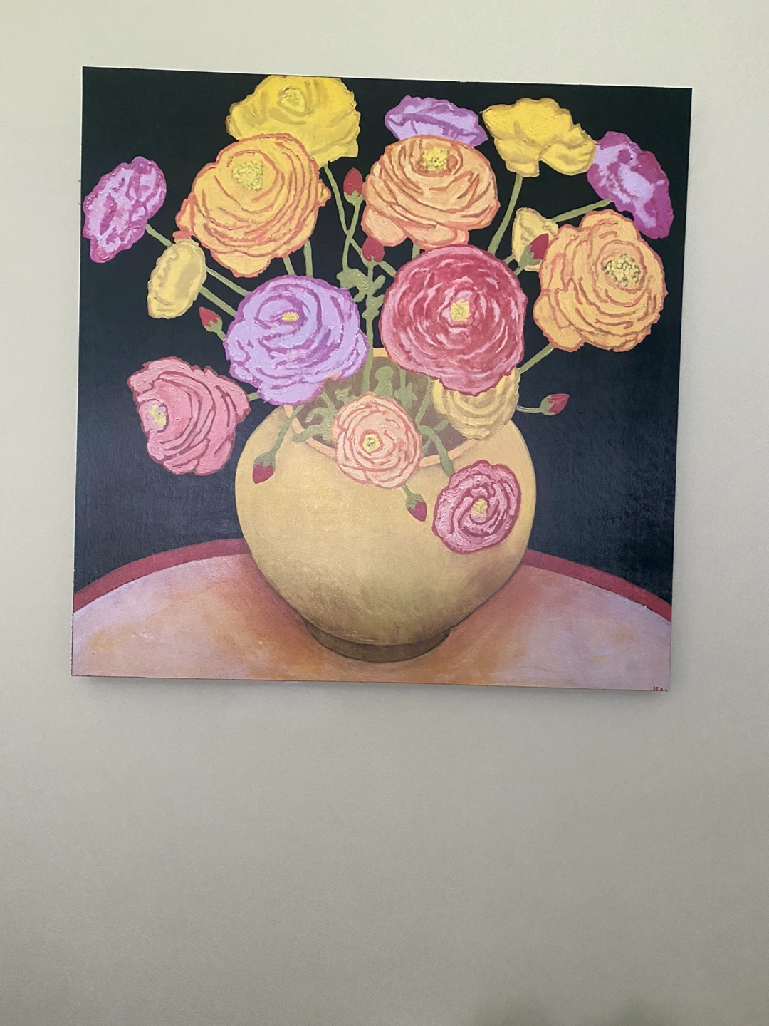 Painting of Flowers in a Vase - photo 2