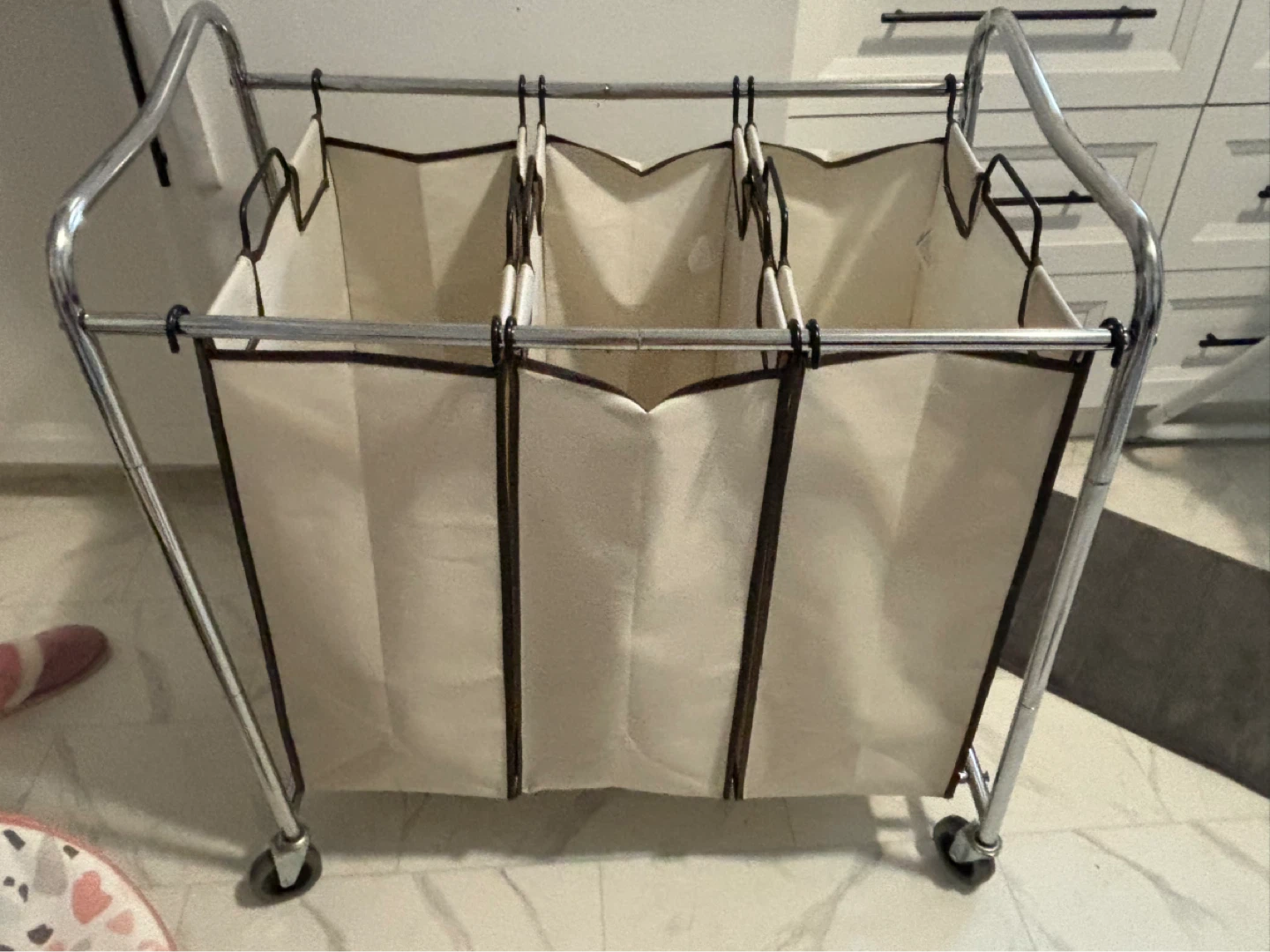 Triple Laundry Sorter Hamper with Wheels