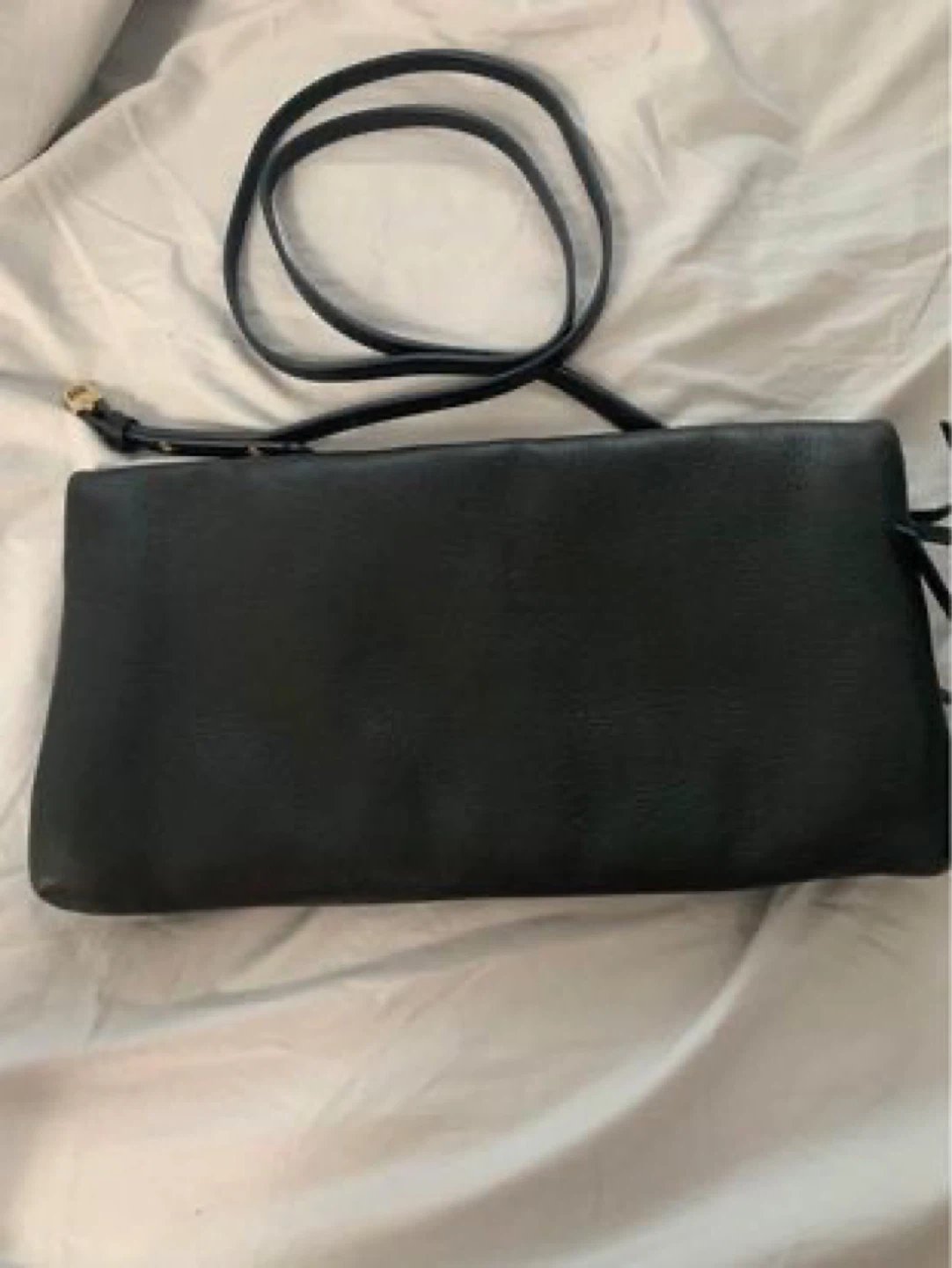 Black Leather Clutch with Gold Zipper Details - photo 2