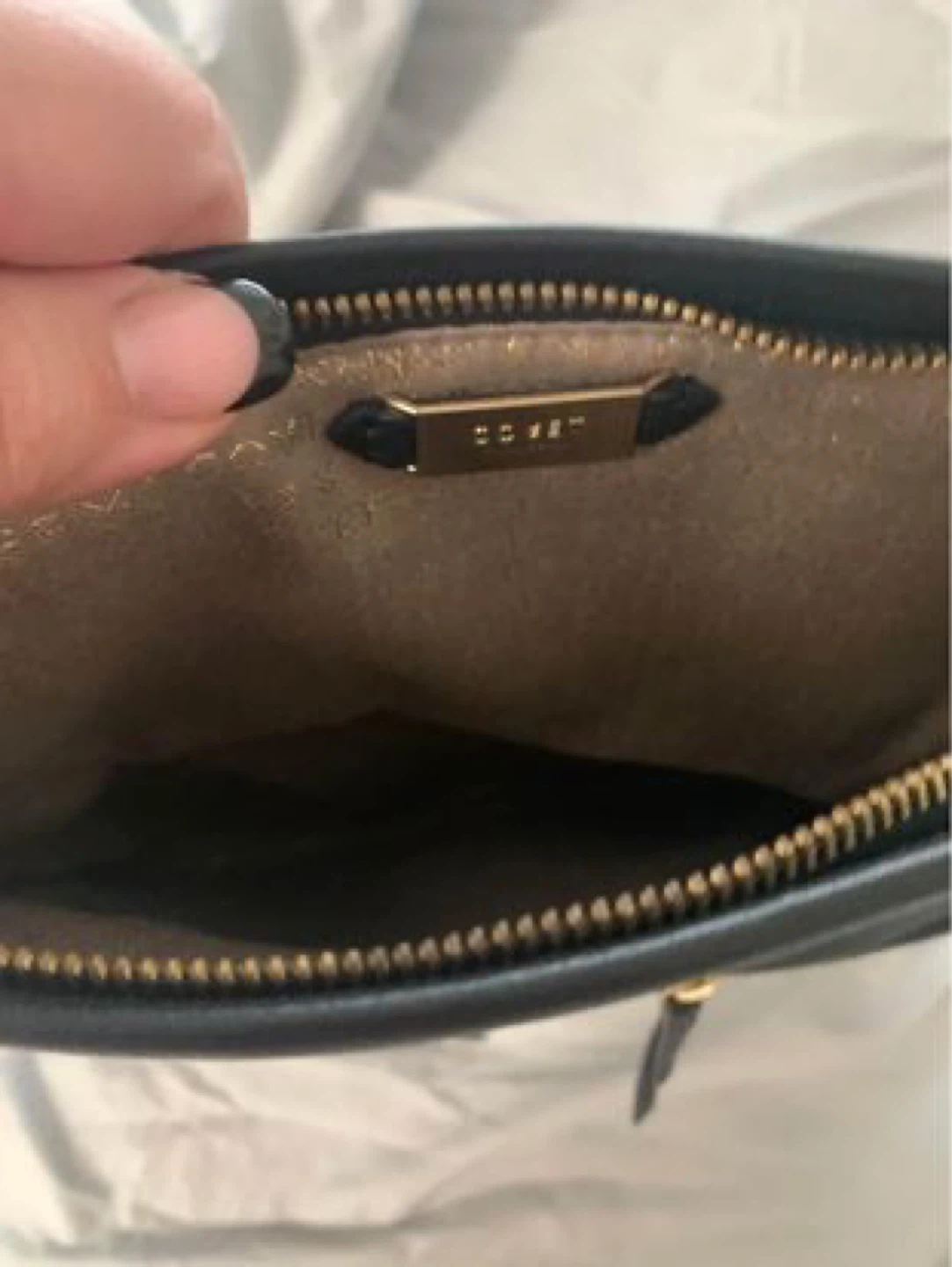 Black Leather Clutch with Gold Zipper Details - photo 5