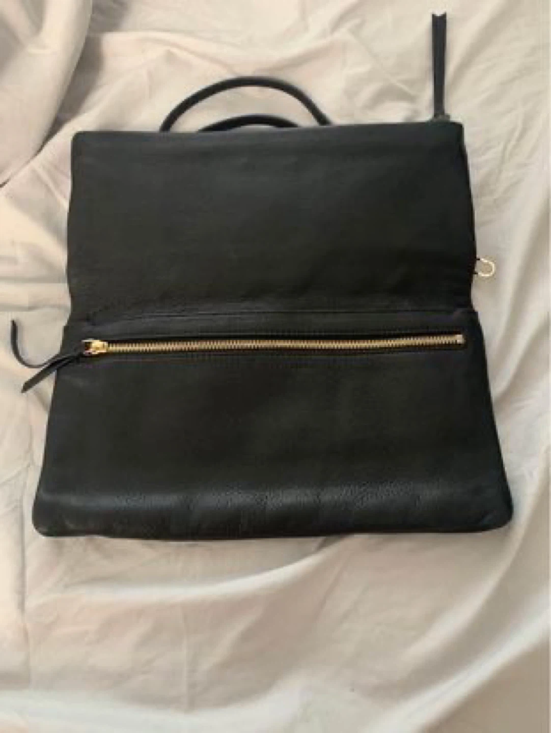 Black Leather Clutch with Gold Zipper Details - photo 4
