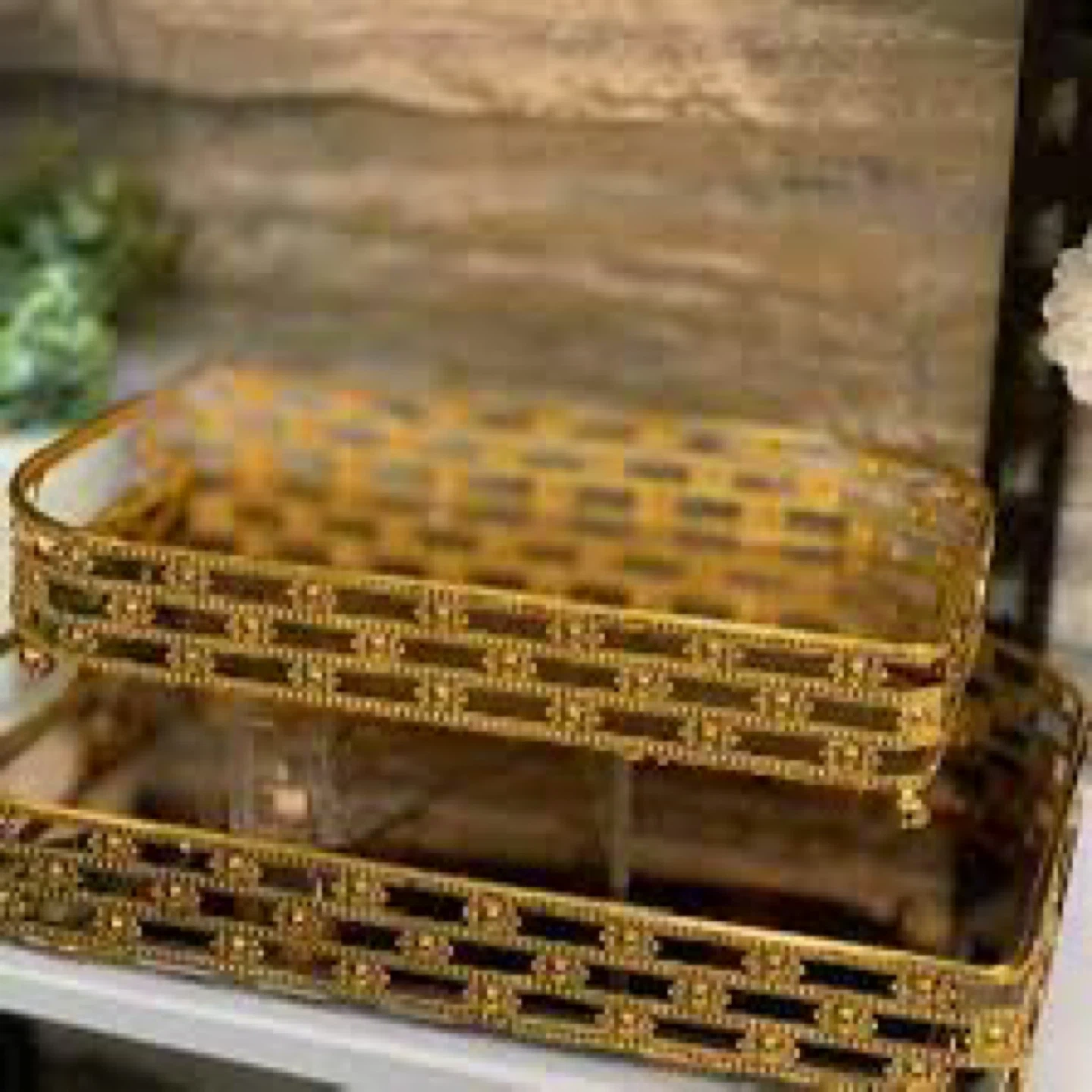Set of 3 Decorative Gold Trays - photo 4