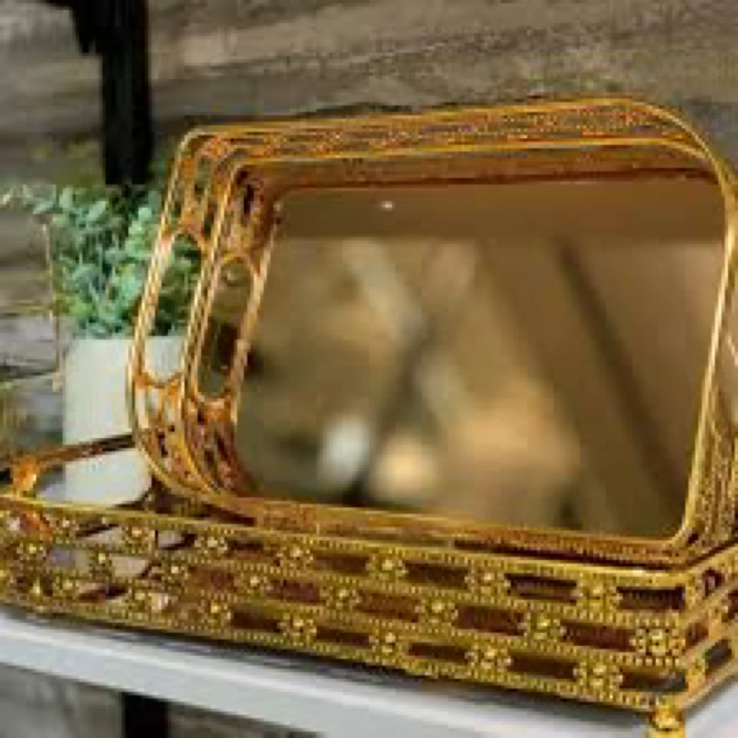 Set of 3 Decorative Gold Trays - photo 3