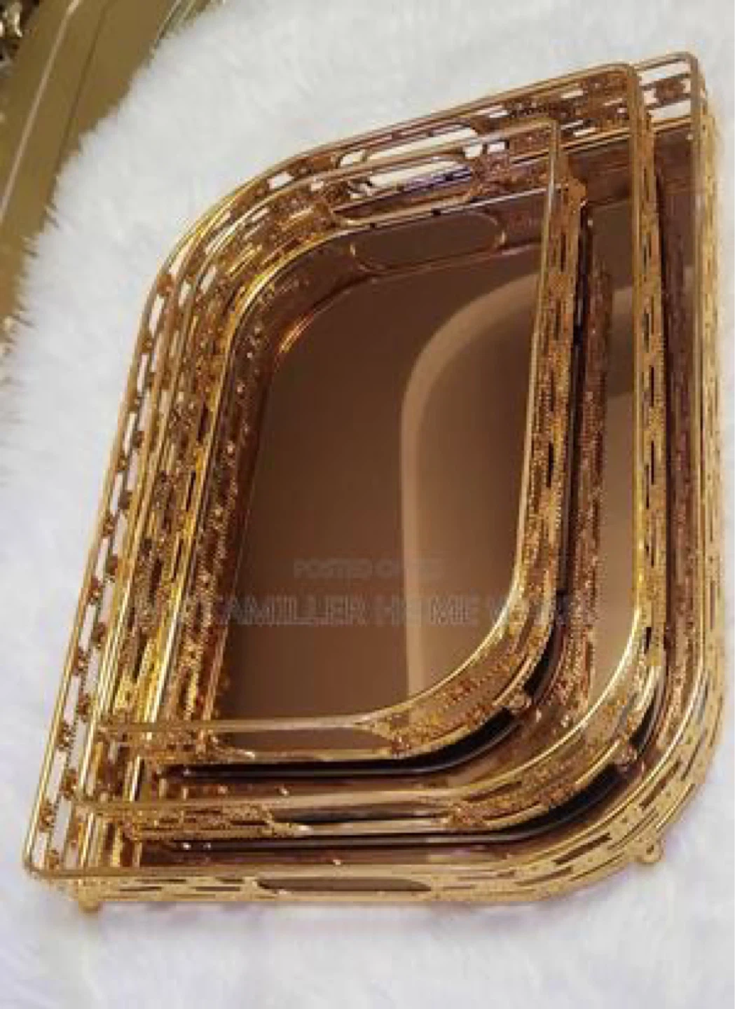 Set of 3 Decorative Gold Trays