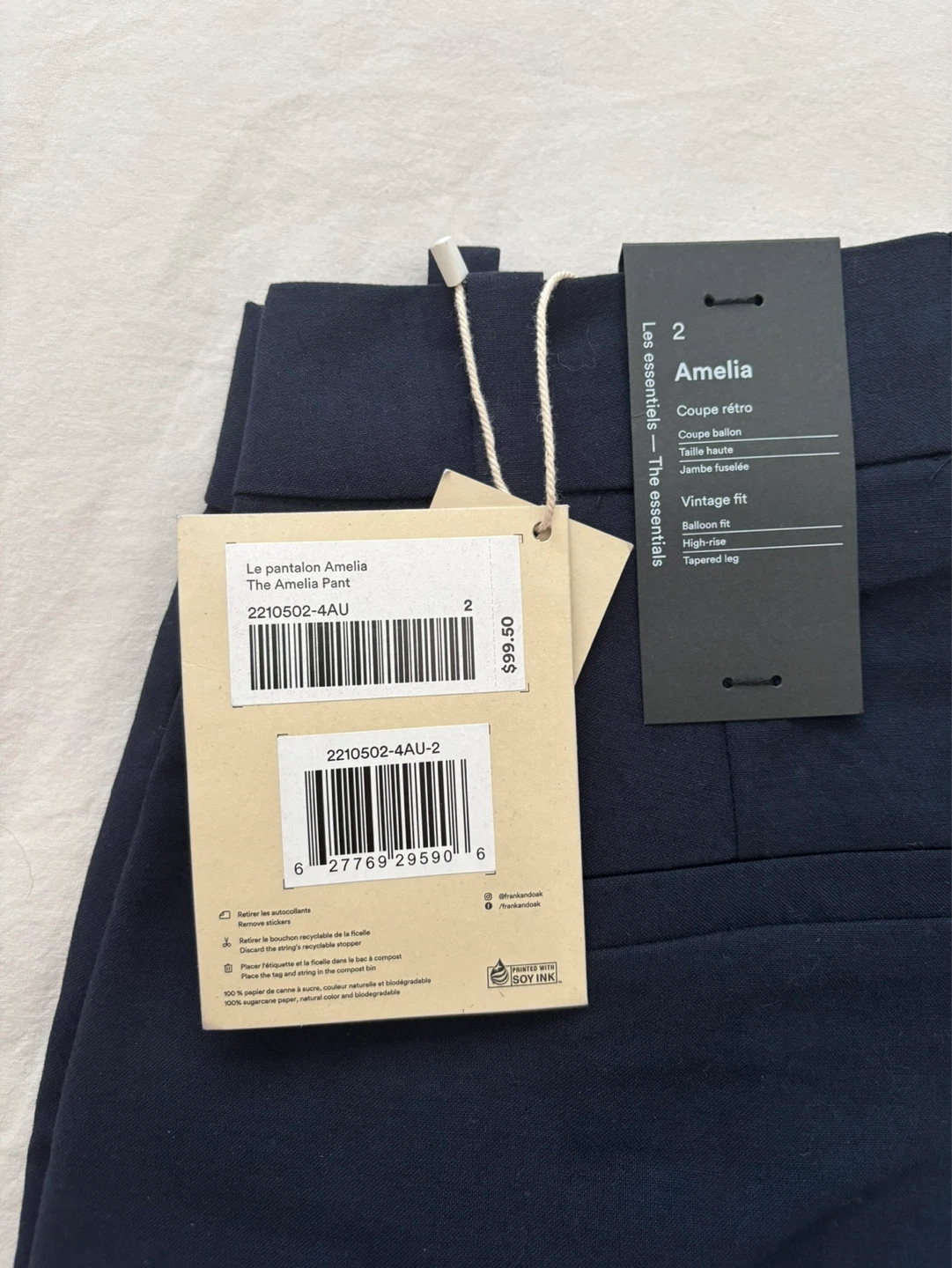 Frank And Oak Amelia Pants Navy Size 2 - photo 2