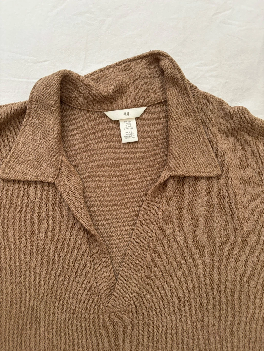 H&M Brown Knit Collared Shirt - Size XXL