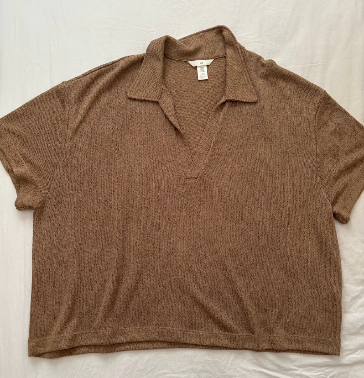H&M Brown Knit Collared Shirt - Size XXL - photo 2